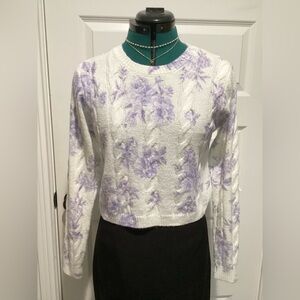 Francesca's Collections White and Purple Sweater